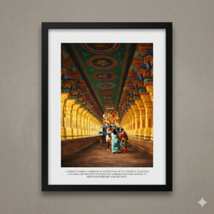 Art of Shravika – Echoes of the Infinite: Framed South Indian Temple Corridor Print