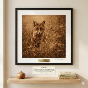 Art of Shravika – Buy Fox Framed Painting – 1 Vintage Sepia Wildlife Sepia Etching Print