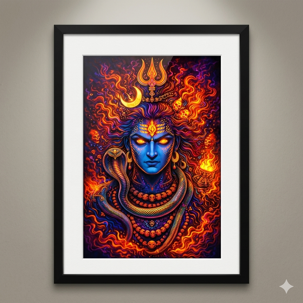 Mahakala Tandava Framed Psychedelic Lord Shiva Fine Art Print