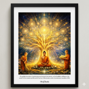 Art of Shravika – The Golden Mandala of Awakening: Framed Fine Art Print