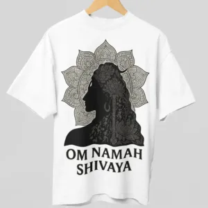 Om Namah Shivaya Mandala Art T-Shirt Design | Lord Shiva Silhouette with Trishul & Floral Mandala