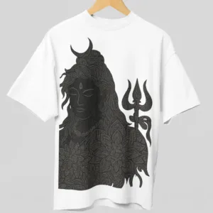 Art of Shravika  Shiva Mandala Art T-Shirt Design | Trishul & Floral Hair Fusion