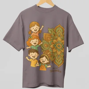 Art of Shravika Happy Kids Mandala Art T-Shirt Design | Art of Shravika | Playful Traditional Style
