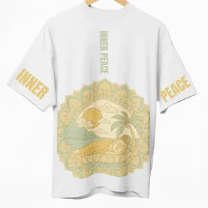 Art of Shravika Mandala Nature Scene T-Shirt Design | Light Pastel Landscape with Sleeping Buddha