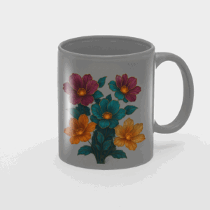 Floral Art Ceramic Mug – Colorful Botanical Design