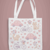 Pastel Cute Cats & Bicycle Tote Bag