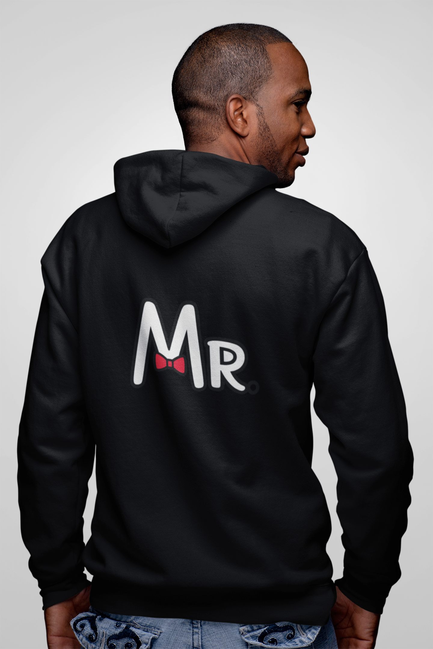 Mr. Graphic Hoodie – Black With Red Bow Tie Design Mr. Graphic Hoodie – Black With Red Bow Tie Design