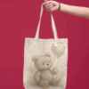 Cute Teddy Bear Balloon Sketch Tote Bag