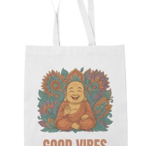 Tote Bag with Buddha and Floral Design | Durable Canvas Material | Perfect for Daily Use and Shopping