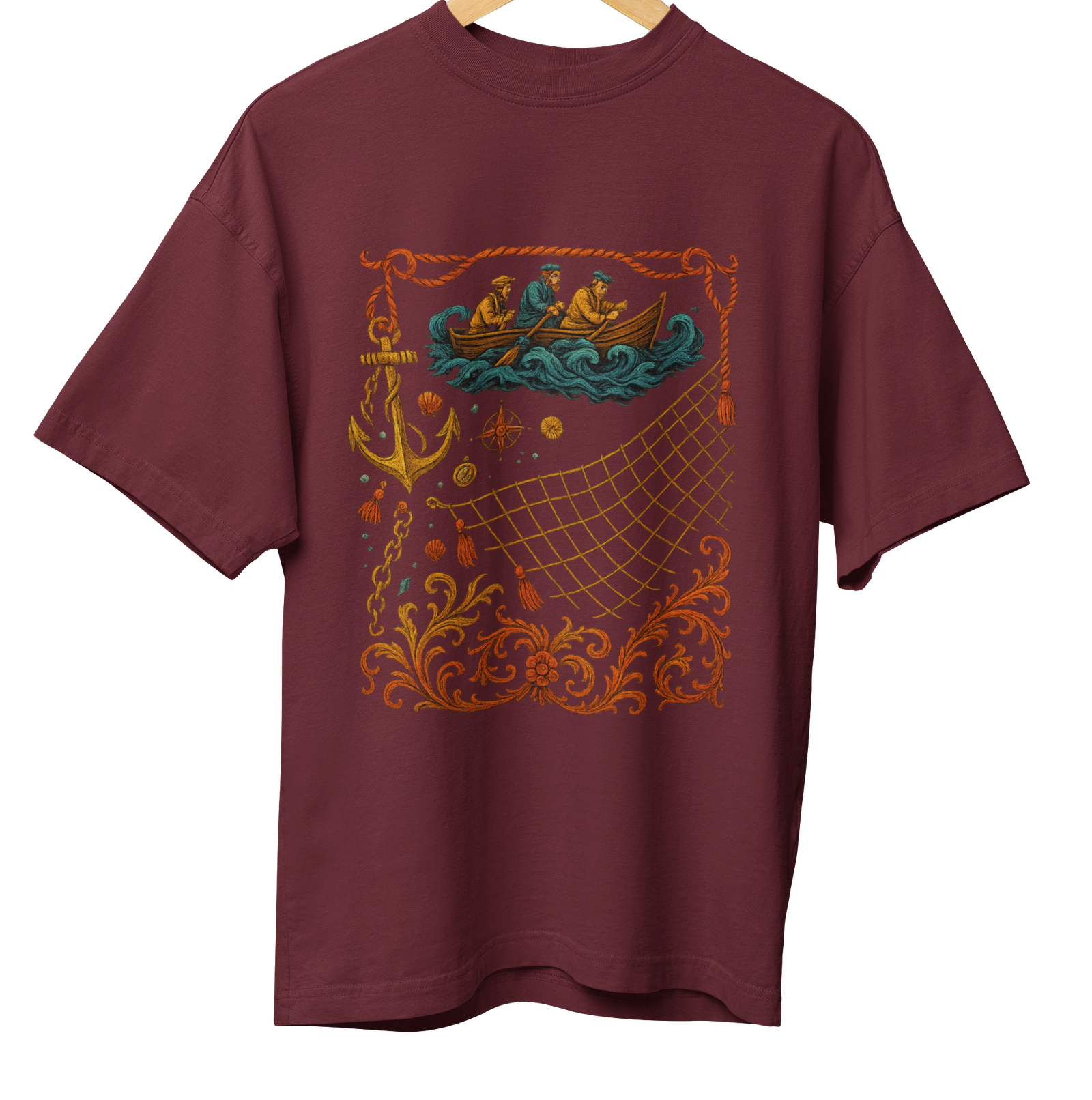 Fishing Net Art 3 Maroon