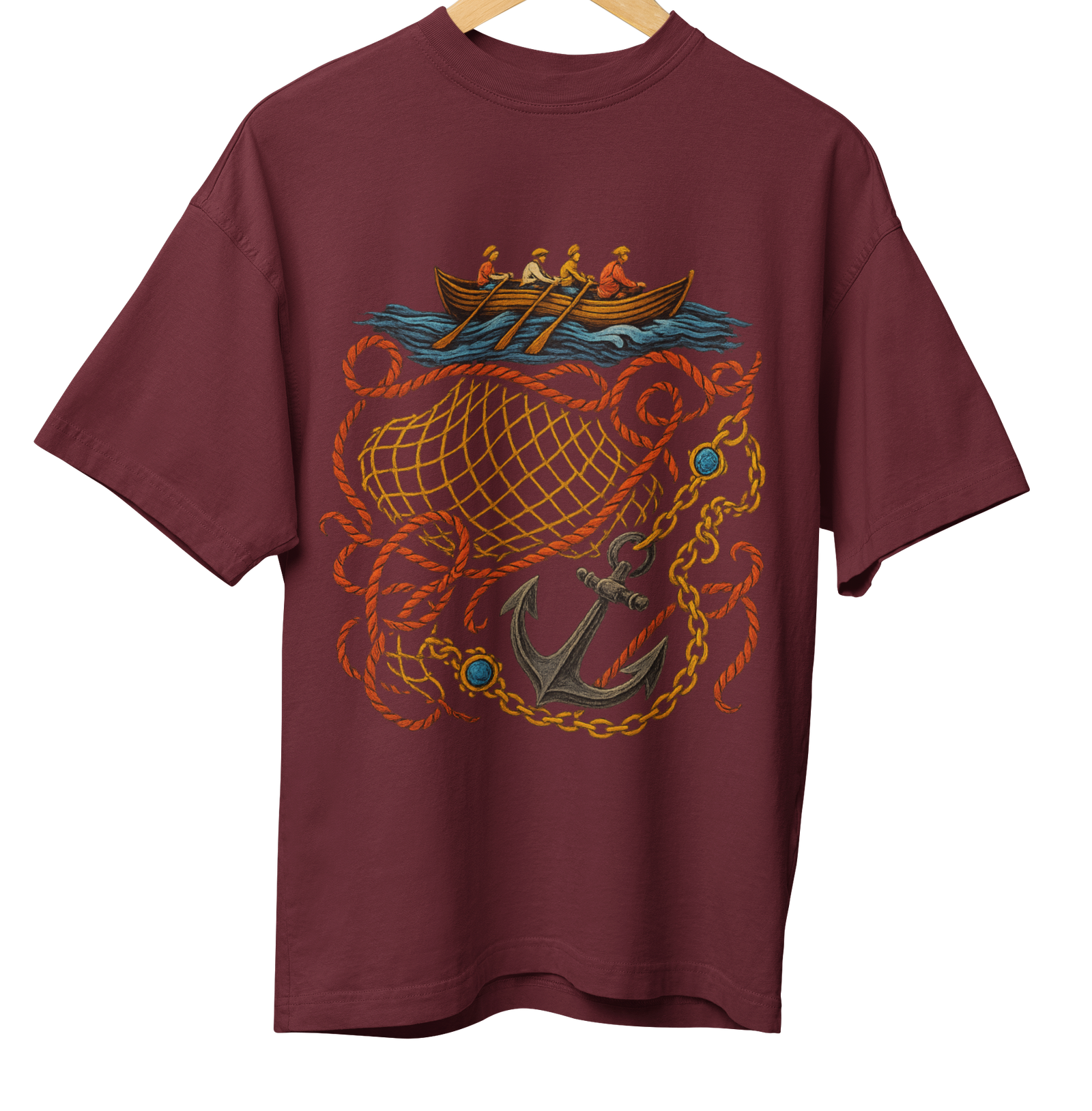 Fishing Net Art Maroon